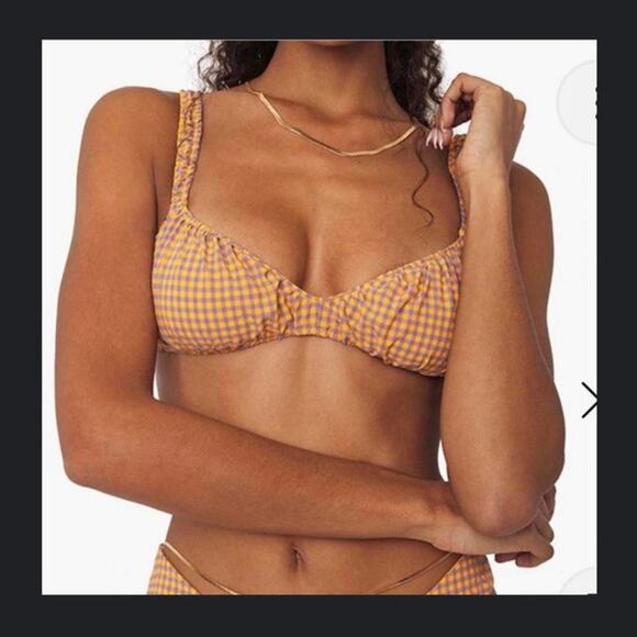 WeWoreWhat seersucker Scrunchie bikini top - Picture 1 of 7
